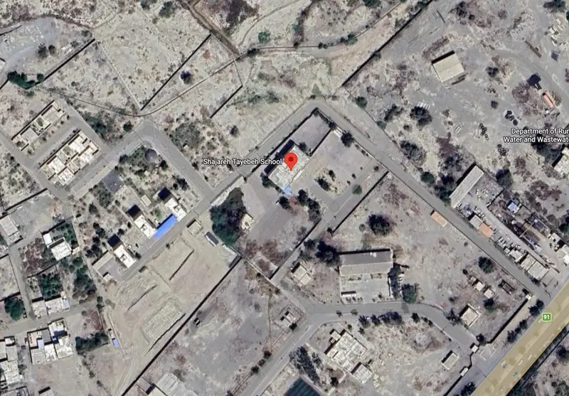 Satellite view of the Shajareh Tayyebeh school and surrounding neighbourhood in Minab before the missile strike
